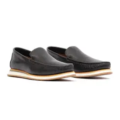 SAPATO MASCULINO LOAFER SOCIAL CASUAL EM COURO PRETO GIANNE