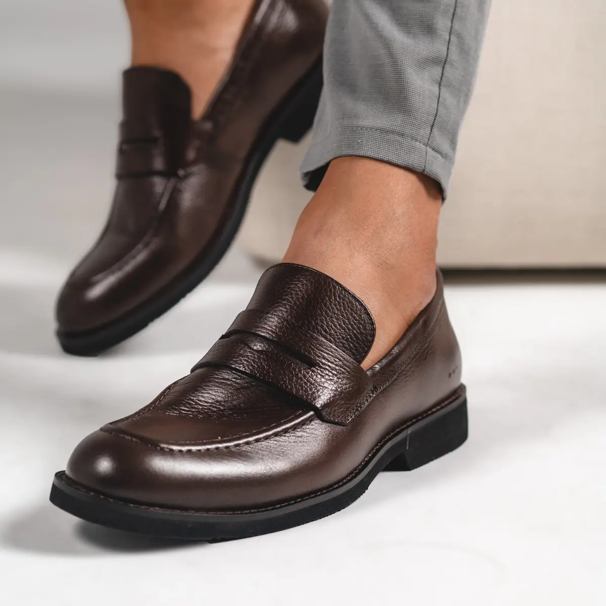SAPATO MASCULINO SOCIAL CASUAL EM COURO FLOATER MARROM BERTTINI