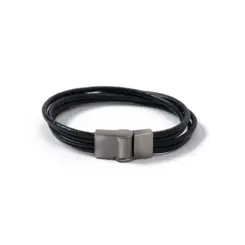 PULSEIRA COURO 4 TIRAS PRETO