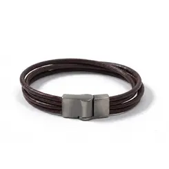 PULSEIRA COURO 4 TIRAS MARROM