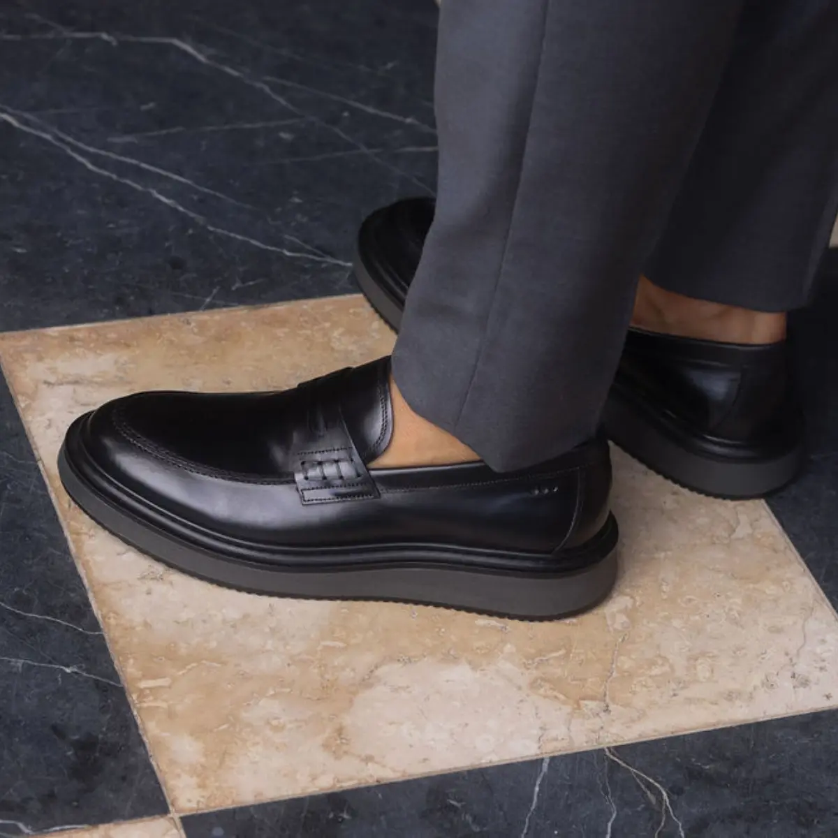 SAPATO MASCULINO SOCIAL CASUAL LOAFER EM COURO DOMENICO PRETO