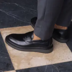 SAPATO MASCULINO SOCIAL CASUAL LOAFER EM COURO DOMENICO PRETO