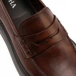SAPATO MASCULINO SOCIAL CASUAL LOAFER EM COURO DOMENICO MARROM