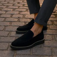 SAPATO MASCULINO SOCIAL CASUAL EM NOBUCK PRETO BELLAGIO