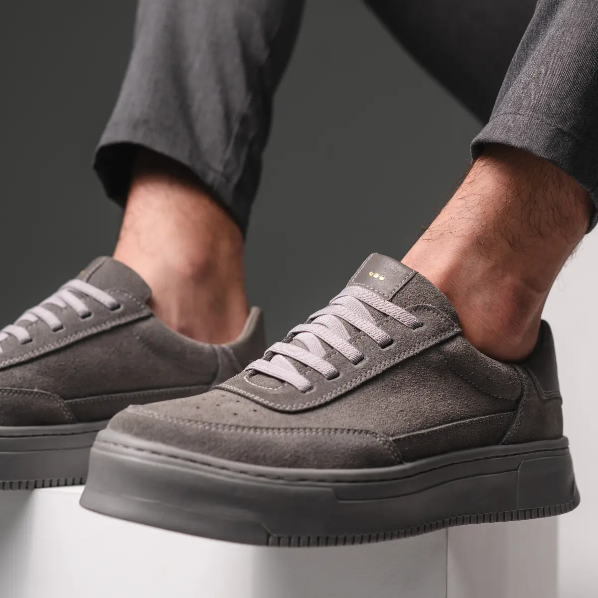 KROMO 003531 - TÊNIS MASCULINO KROMO EM CAMURÇA PRIME CINZA - NOHA