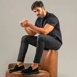 SAPATO MASCULINO SOCIAL CASUAL EM CAMURÇA BAKER PRETO