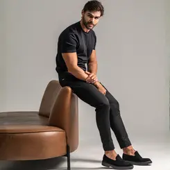 SAPATO MASCULINO SOCIAL CASUAL EM CAMURÇA BAKER PRETO