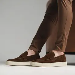 SAPATO MASCULINO LOAFER EM CAMURÇA MARROM | TIVOLLI