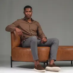 SAPATO MASCULINO LOAFER EM CAMURÇA MARROM | TIVOLLI