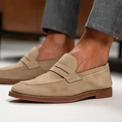 SAPATO MASCULINO LOAFER EM CAMURÇA PREMIUM VELUTTO CINZA