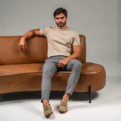 SAPATO MASCULINO LOAFER EM CAMURÇA PREMIUM VELUTTO CINZA