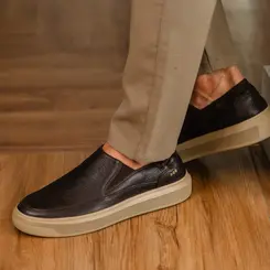 SAPATO MASCULINO SLIP ON GRAN RAVELLO EM COURO FLOATER CAFÉ