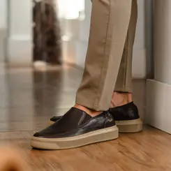 SAPATO MASCULINO SLIP ON GRAN RAVELLO EM COURO FLOATER CAFÉ