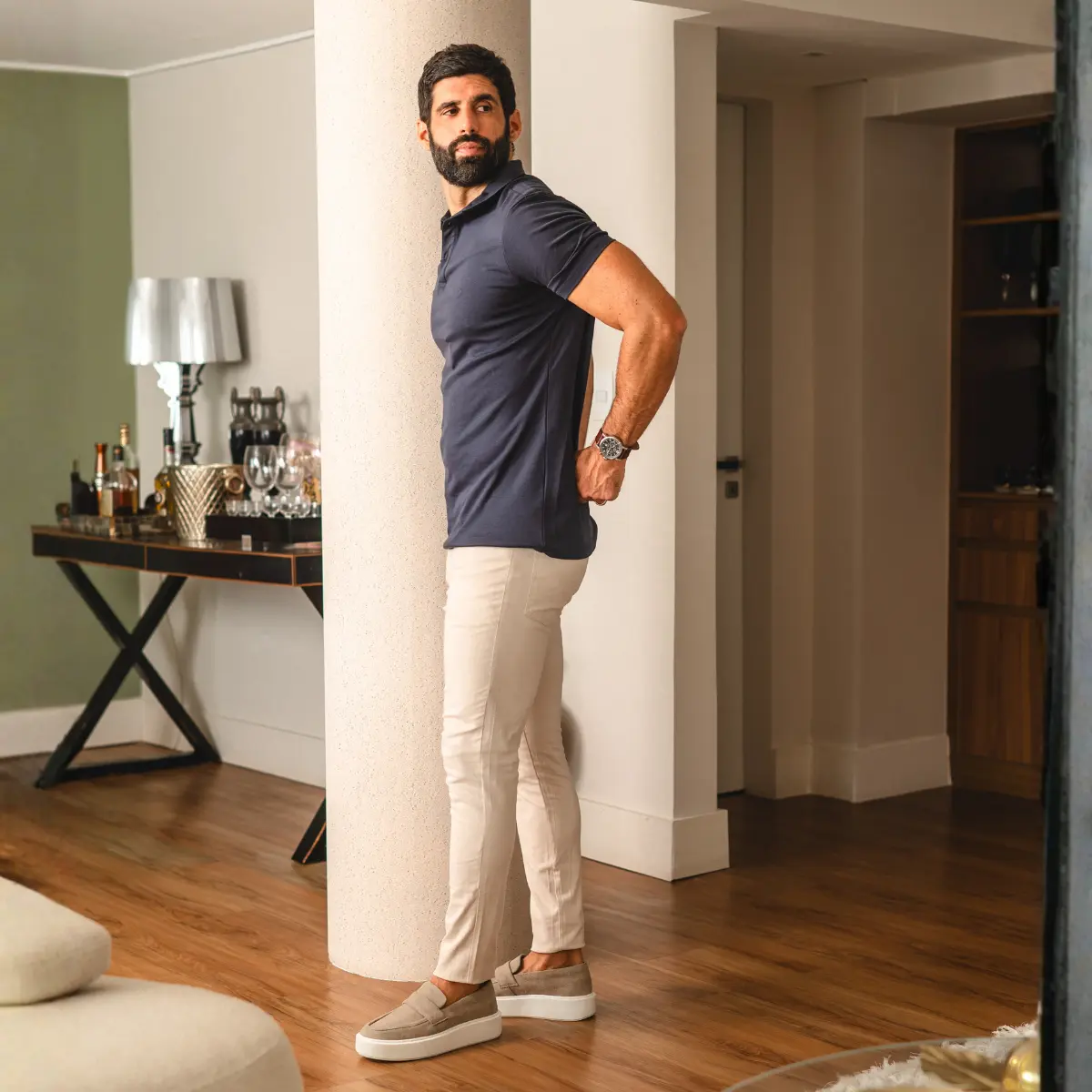 SAPATO MASCULINO LOAFER SOCIAL CASUAL EM CAMURÇA ROSSETTI MARFIM