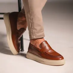 SAPATO MASCULINO LOAFER SOCIAL CASUAL EM COURO PRIME MILANO MARROM