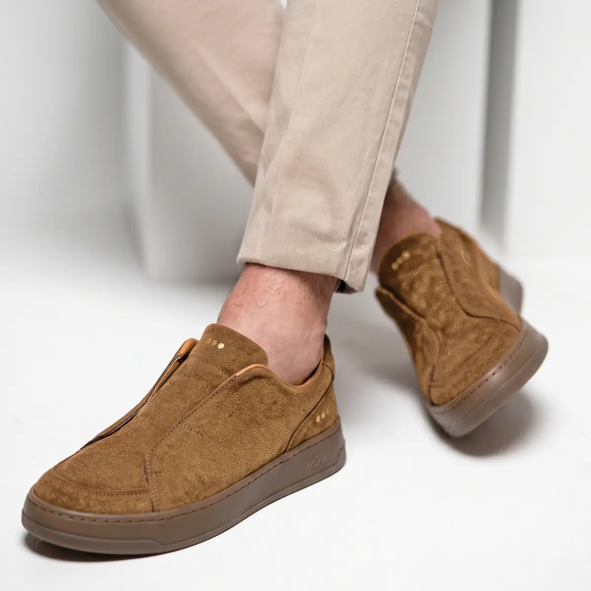 SAPATO MASCULINO SLIP ON GALLARDO MASSIMO EM CAMURÇA PRIME MARROM