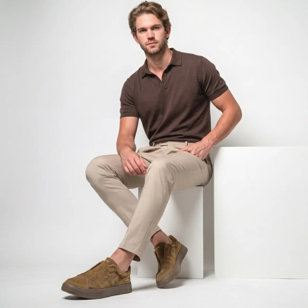 SAPATO MASCULINO SLIP ON GALLARDO MASSIMO EM CAMURÇA PRIME MARROM