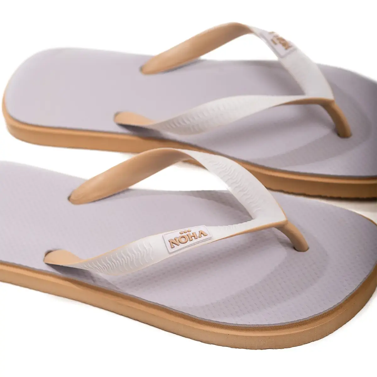 SANDÁLIA MASCULINA BICOLOR EM BORRACHA NICE BRANCA SOLA BEGE