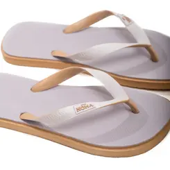 SANDÁLIA MASCULINA BICOLOR EM BORRACHA NICE BRANCA SOLA BEGE
