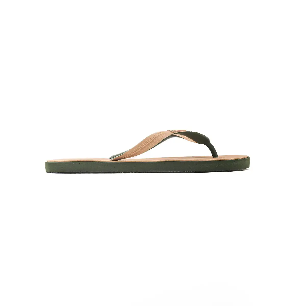 SANDÁLIA MASCULINA BICOLOR EM BORRACHA NICE BEGE SOLA VERDE