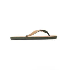 SANDÁLIA MASCULINA BICOLOR EM BORRACHA NICE BEGE SOLA VERDE