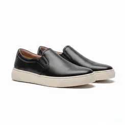SAPATO MASCULINO SLIP ON NOVO CONTI EM COURO PRETO